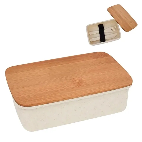 Natural color option for Wheat Lunch Set With Bamboo Lid