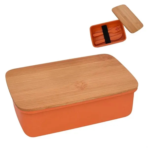 Orange color option for Wheat Lunch Set With Bamboo Lid