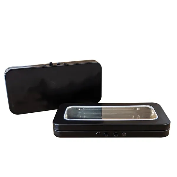 Black color option for Child Resistant Joint / Edible Hinged Tin Box With See Throu