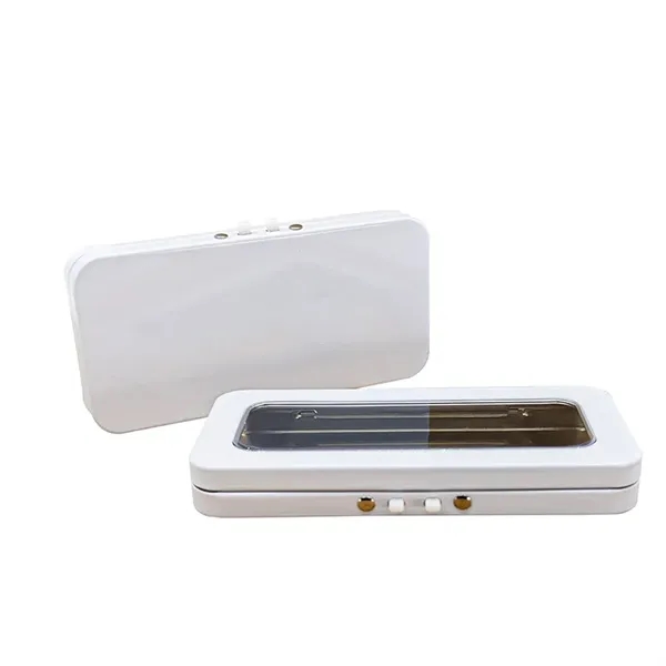 White color option for Child Resistant Joint / Edible Hinged Tin Box With See Throu