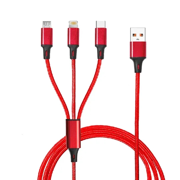 Red color option for Taft Avenue 3 In 1 Nylon Braided Charging Cable
