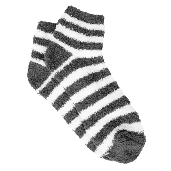 Gray With White color option for Fuzzy Stripe Socks