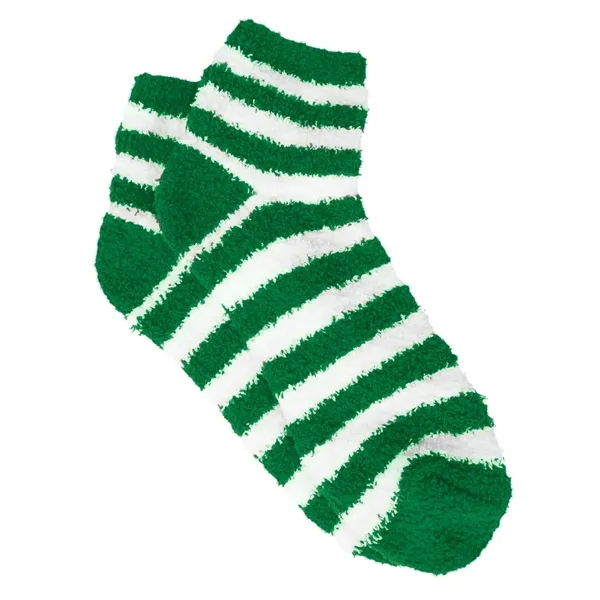 Green With White color option for Fuzzy Stripe Socks