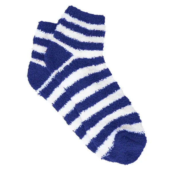 Royal With White color option for Fuzzy Stripe Socks