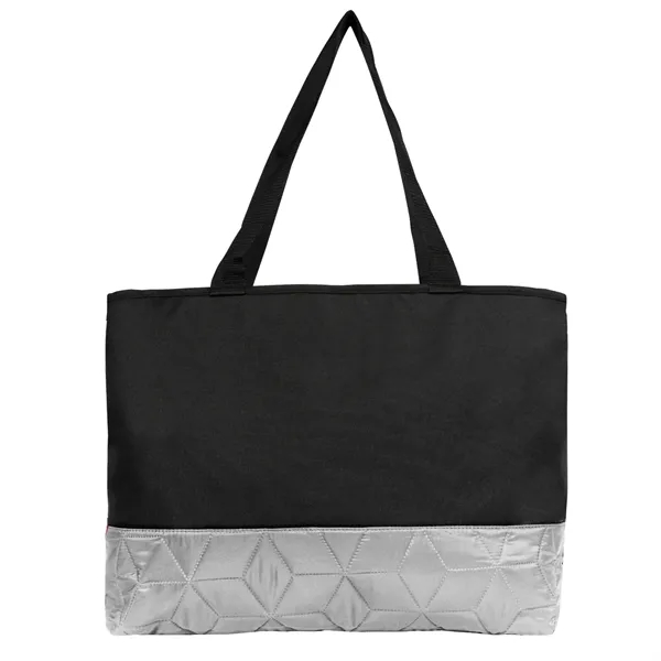 Black With Gray color option for Quilted Zipper Tote Bag