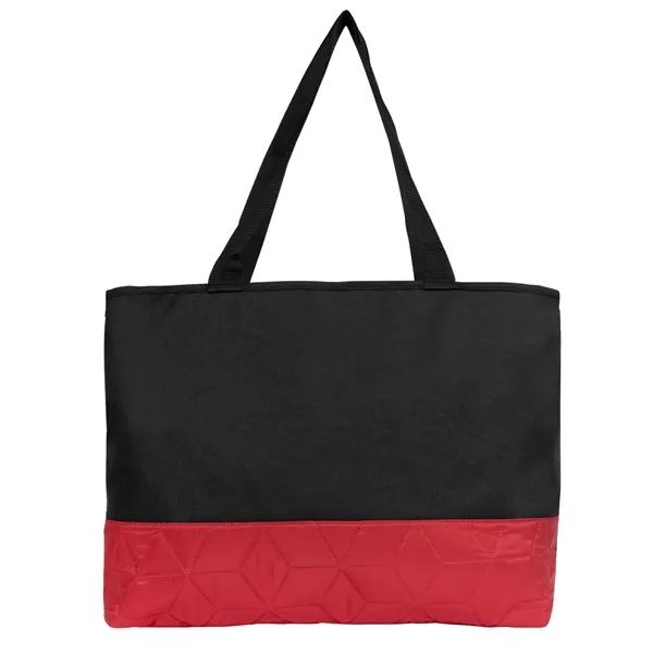 Black With Red color option for Quilted Zipper Tote Bag