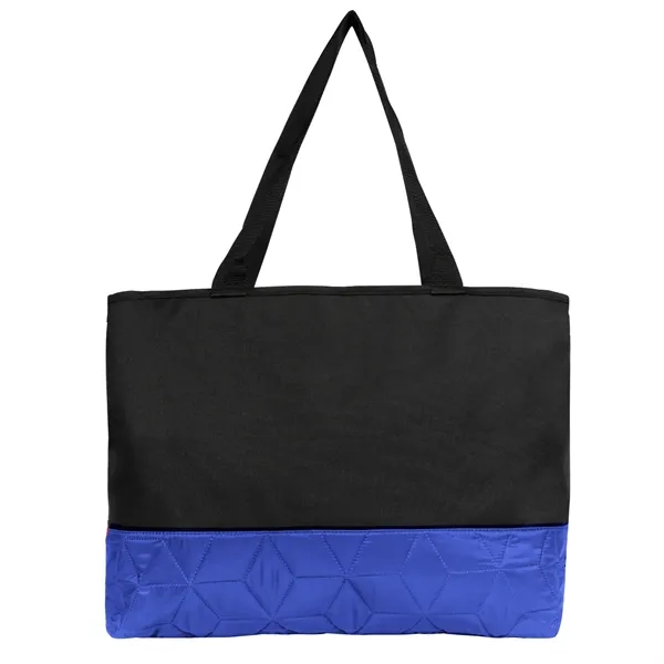 Black With Royal color option for Quilted Zipper Tote Bag