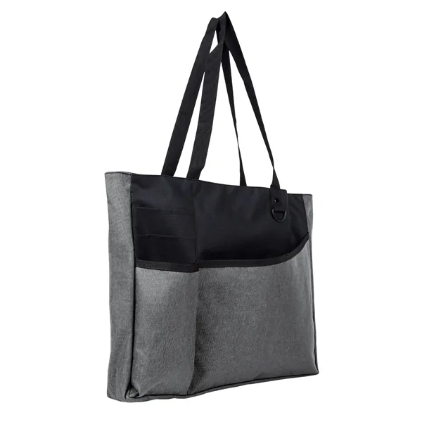 Black With Gray color option for Zippered Heathered Tote Bag