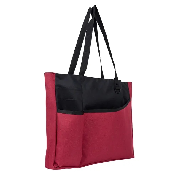 Black With Red color option for Zippered Heathered Tote Bag