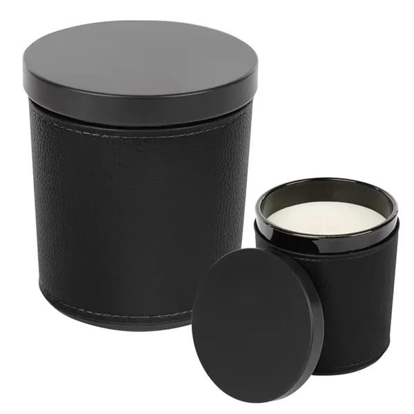 Black color option for Vanilla Scented Candle With Leatherette Sleeve