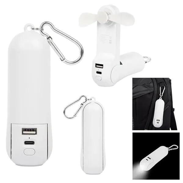 White color option for Power Bank With Fan & Flashlight
