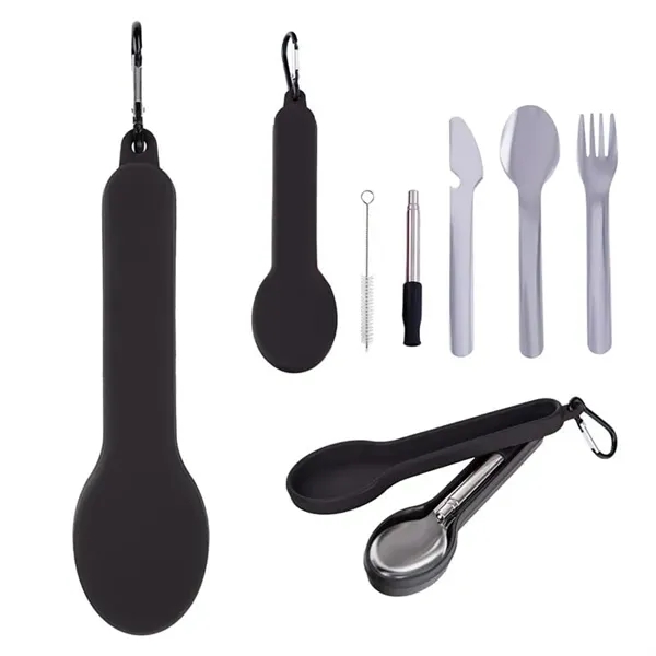 Black color option for Travel Utensil Set With Silicone Holder