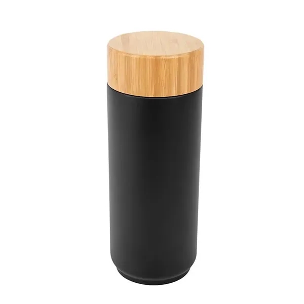 Black color option for 16 Oz. Stainless Steel Coral Bottle With Bamboo Lid