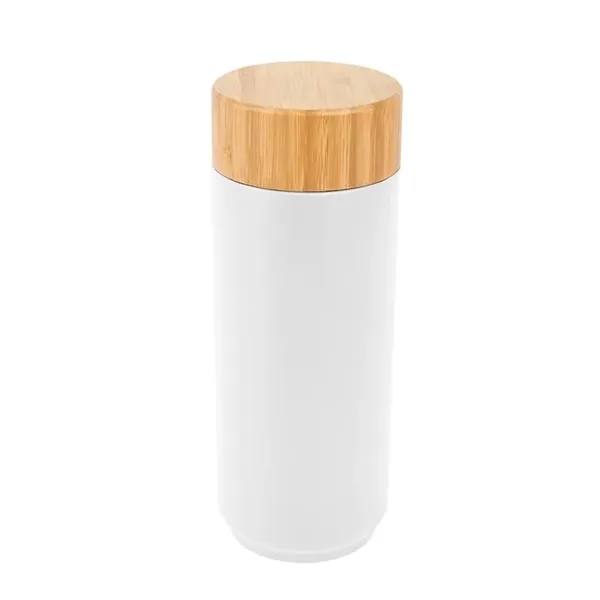 White color option for 16 Oz. Stainless Steel Coral Bottle With Bamboo Lid