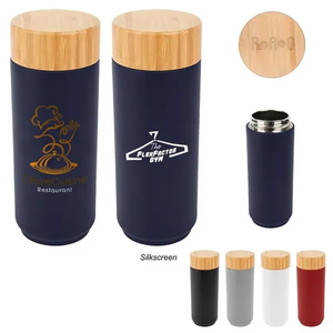 Photo of 16 Oz. Stainless Steel Coral Bottle With Bamboo Lid