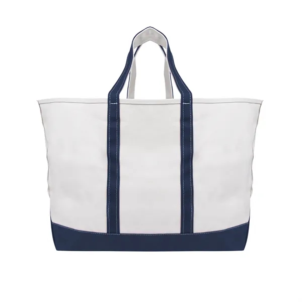 Natural With Navy color option for Below Deck Cotton Canvas Tote Bag