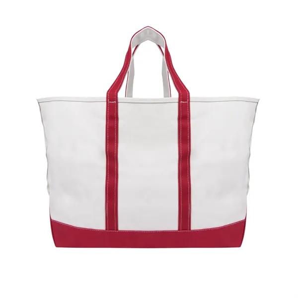 Natural With Red color option for Below Deck Cotton Canvas Tote Bag