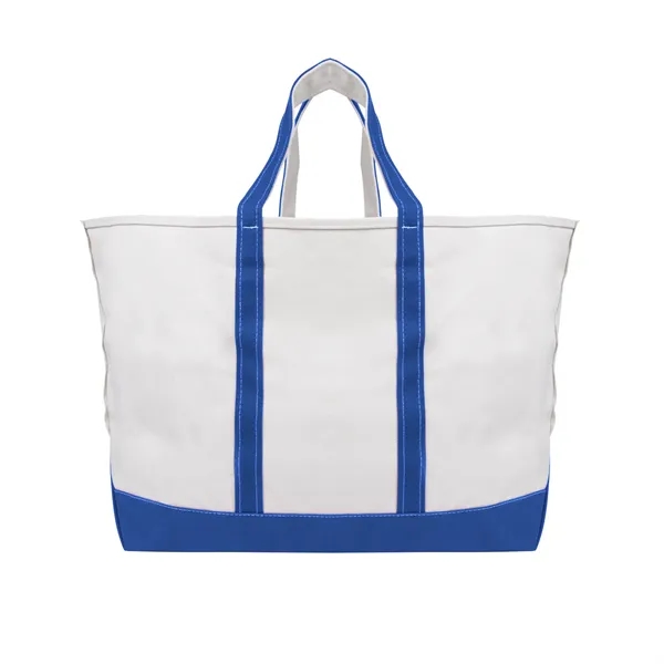 Natural With Royal Blue color option for Below Deck Cotton Canvas Tote Bag