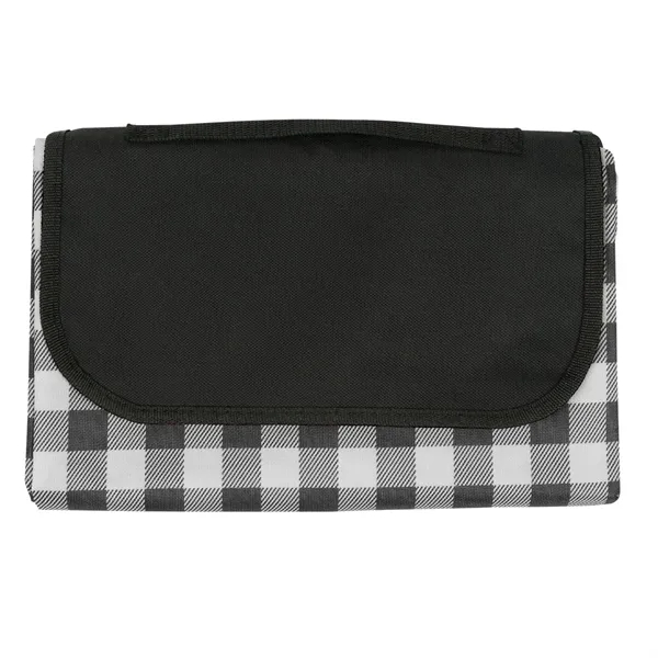Black With White color option for Polyester Roll Up Picnic Blanket