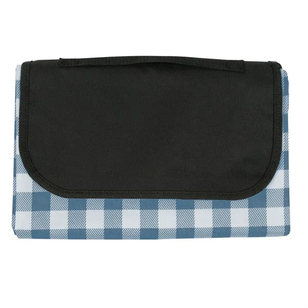 Blue With White color option for Polyester Roll Up Picnic Blanket