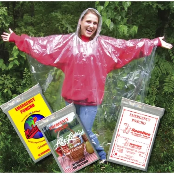Clear color option for Emergency Blank Rain Poncho Full Color Custom Insert