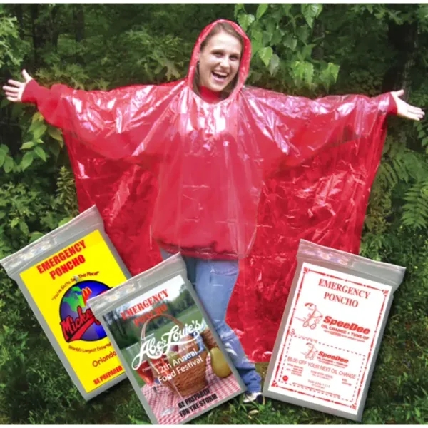 Red color option for Emergency Blank Rain Poncho Full Color Custom Insert