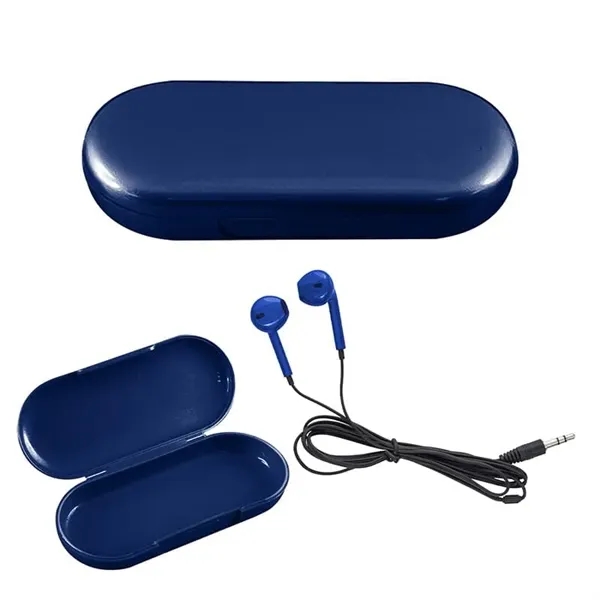 Blue color option for Metallic Wired Earbuds With Clamshell Case