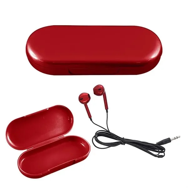 Red color option for Metallic Wired Earbuds With Clamshell Case