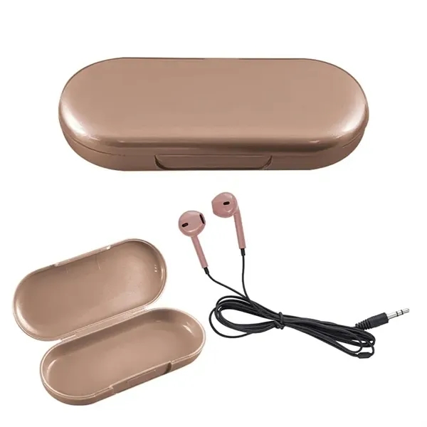 Rose Gold color option for Metallic Wired Earbuds With Clamshell Case