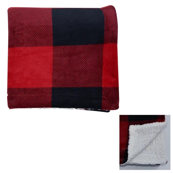 Black With Red color option for Buffalo Plaid Sherpa Blanket