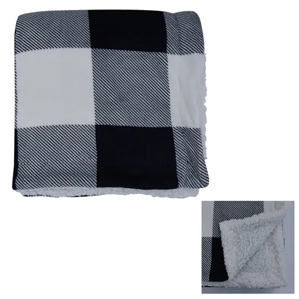 White With Black color option for Buffalo Plaid Sherpa Blanket