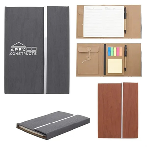Photo of 5" X 7" Woodgrain Padfolio With Sticky Notes And Flags