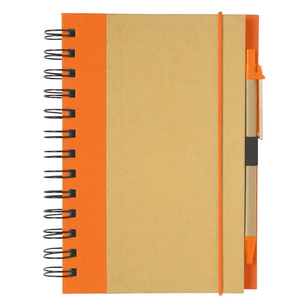 Fsc Natural With Orange color option for Eco Inspired 5" X 7" Spiral Notebook & Pen