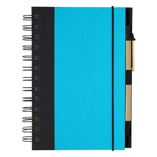 Light Blue With Black color option for Eco Inspired 5" X 7" Spiral Notebook & Pen