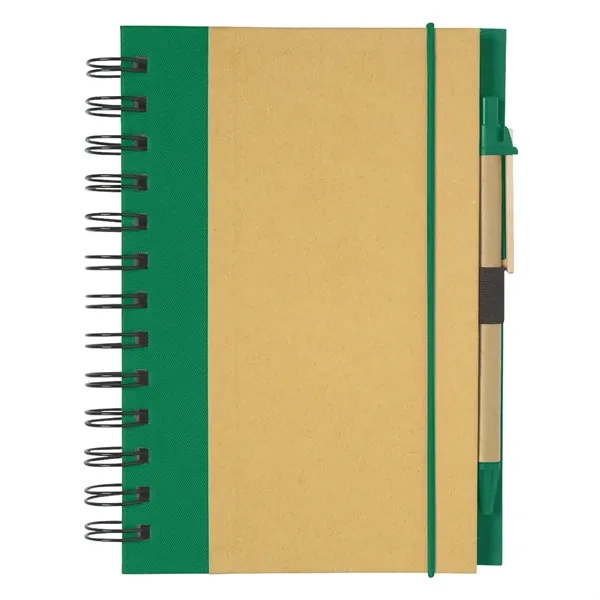 Natural With Green color option for Eco Inspired 5" X 7" Spiral Notebook & Pen
