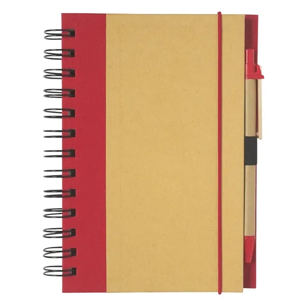 Natural With Red color option for Eco Inspired 5" X 7" Spiral Notebook & Pen