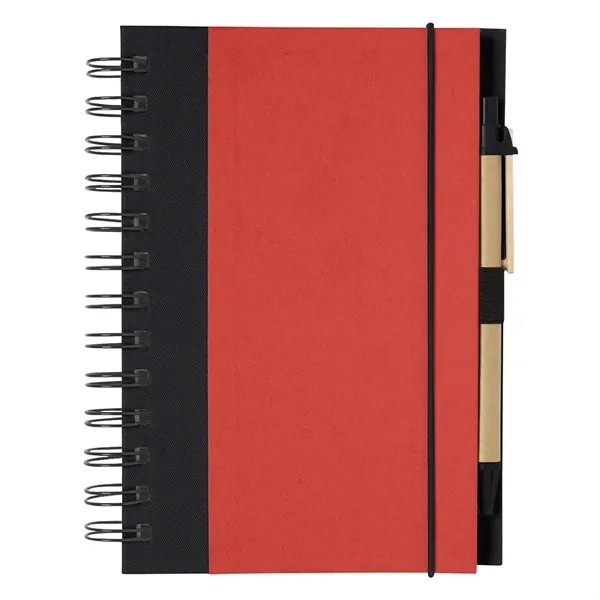 Red With Black color option for Eco Inspired 5" X 7" Spiral Notebook & Pen
