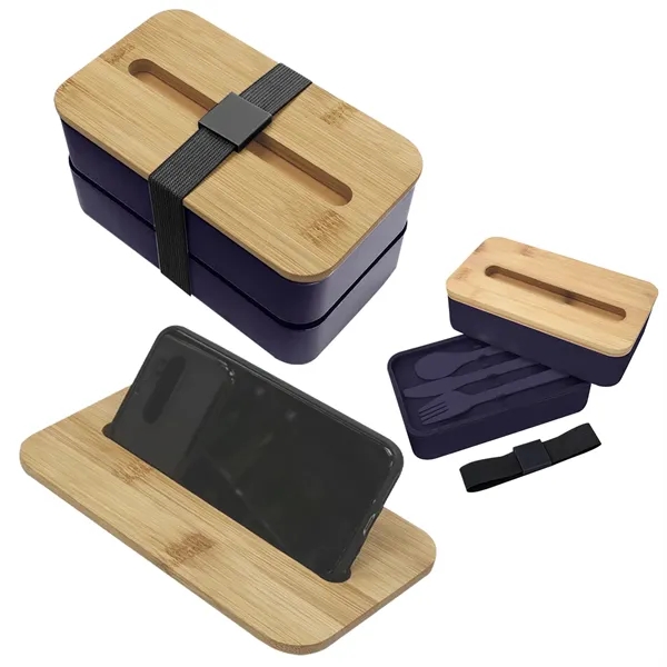 Navy/Black color option for Stackable Bento Box With Phone Stand