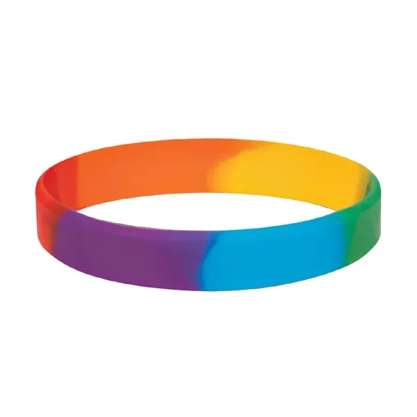 Rainbow color option for 1/2" Embossed Printed Silicone Wristband