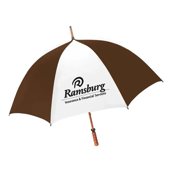 Brown/White color option for 62" The Eagle Wood Shaft Golf Umbrella