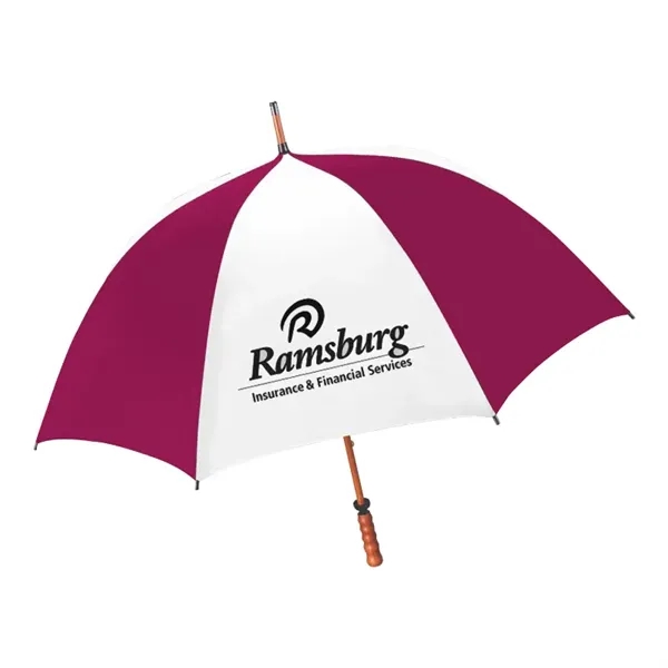 Cardinal/White color option for 62" The Eagle Wood Shaft Golf Umbrella