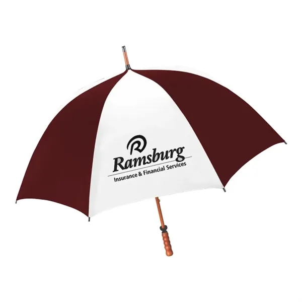 Maroon/White color option for 62" The Eagle Wood Shaft Golf Umbrella