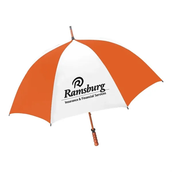Orange/White color option for 62" The Eagle Wood Shaft Golf Umbrella