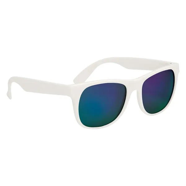 White With Green color option for Rubberized Mirrored Malibu Sunglasses