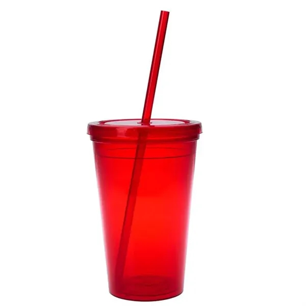 Translucent Red color option for 16 Oz. Economy Double Wall Tumbler