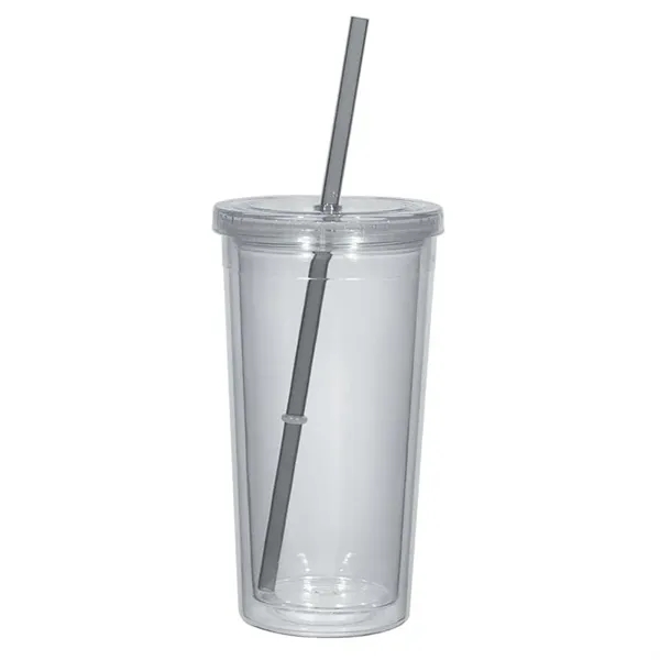 Translucent Clear/Charcoal color option for 24 Oz. Double Wall Acrylic Tumbler With Straw