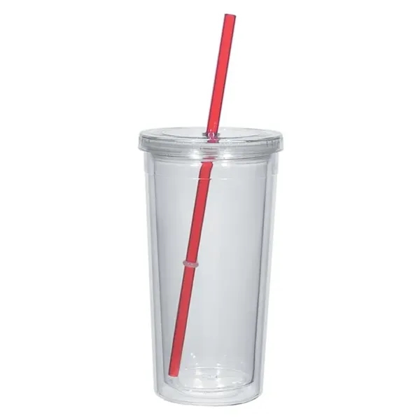 Translucent Clear/Red color option for 24 Oz. Double Wall Acrylic Tumbler With Straw