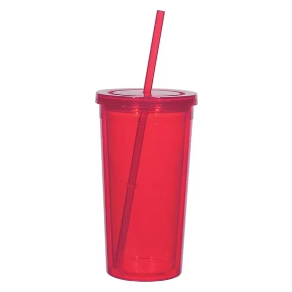 Translucent Red/Red color option for 24 Oz. Double Wall Acrylic Tumbler With Straw