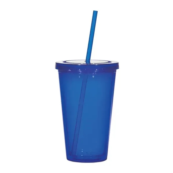 Translucent Blue color option for 16 Oz. Double Wall Acrylic Tumbler With Straw