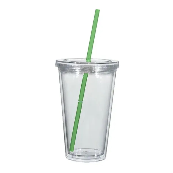Translucent Clear/Green color option for 16 Oz. Double Wall Acrylic Tumbler With Straw